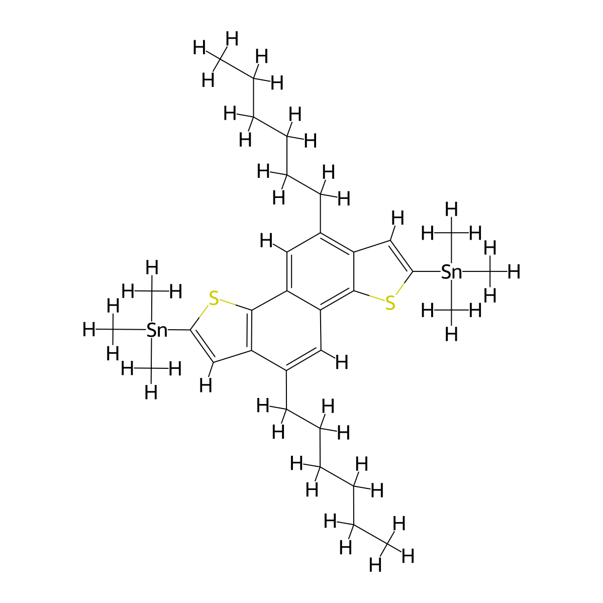 (5,10-Dihexylnaphtho[1,2-b:5,6-b']dithiophene-2,7-diyl)bis(trimethylstannane) molecular structure, CAS 2246417-09-2