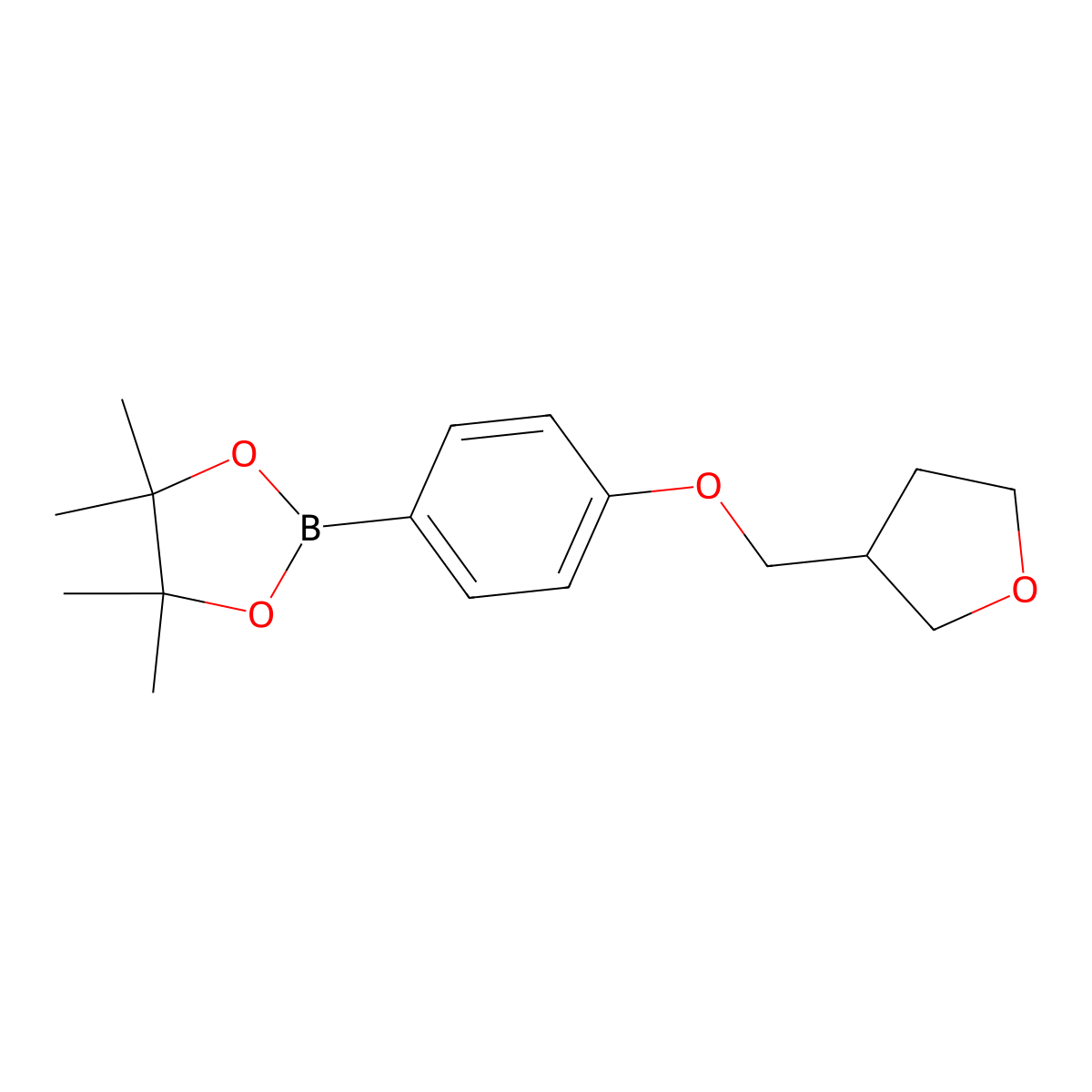 4,4,5,5-Tetramethyl-2-{4-[(oxolan-3-yl)methoxy]phenyl}-1,3,2-dioxaborolane molecular structure, CAS 2246431-12-7