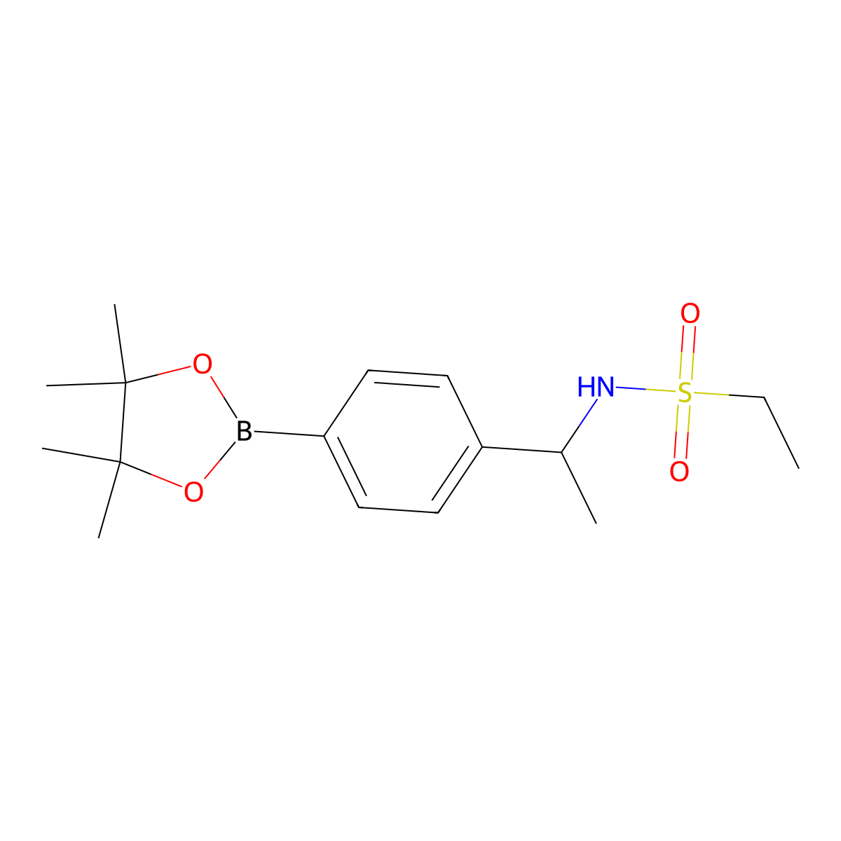 N-{1-[4-(Tetramethyl-1,3,2-dioxaborolan-2-yl)phenyl]ethyl}ethanesulfonamide molecular structure, CAS 2246431-33-2