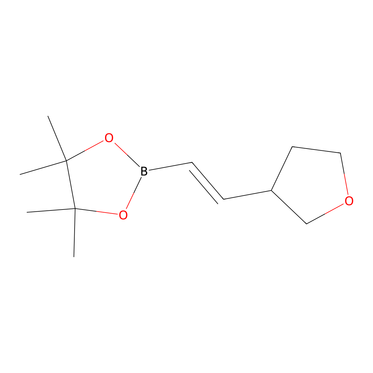 4,4,5,5-tetramethyl-2-((E)-2-(oxolan-3-yl)ethenyl)-1,3,2-dioxaborolane molecular structure, CAS 2246444-24-4