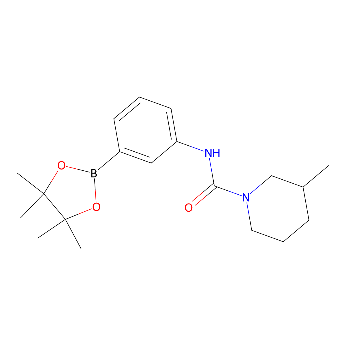 3-methyl-N-(3-(4,4,5,5-tetramethyl-1,3,2-dioxaborolan-2-yl)phenyl)piperidine-1-carboxamide molecular structure, CAS 2246447-62-9
