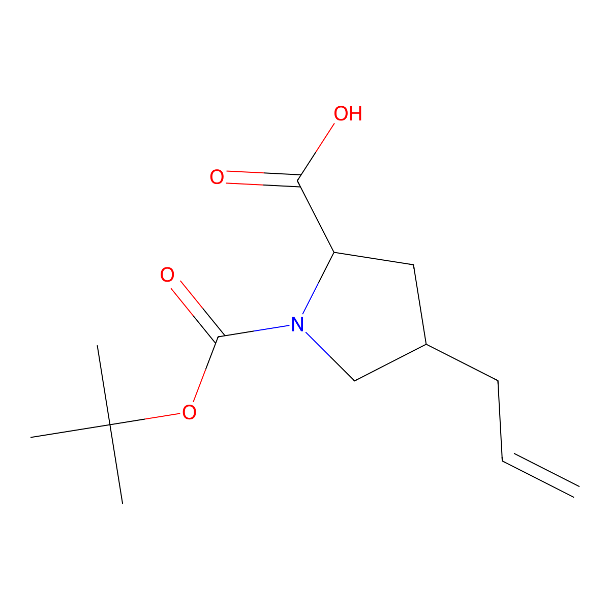 Boc-(R)-gamma-allyl-L-proline molecular structure, CAS 224645-82-3