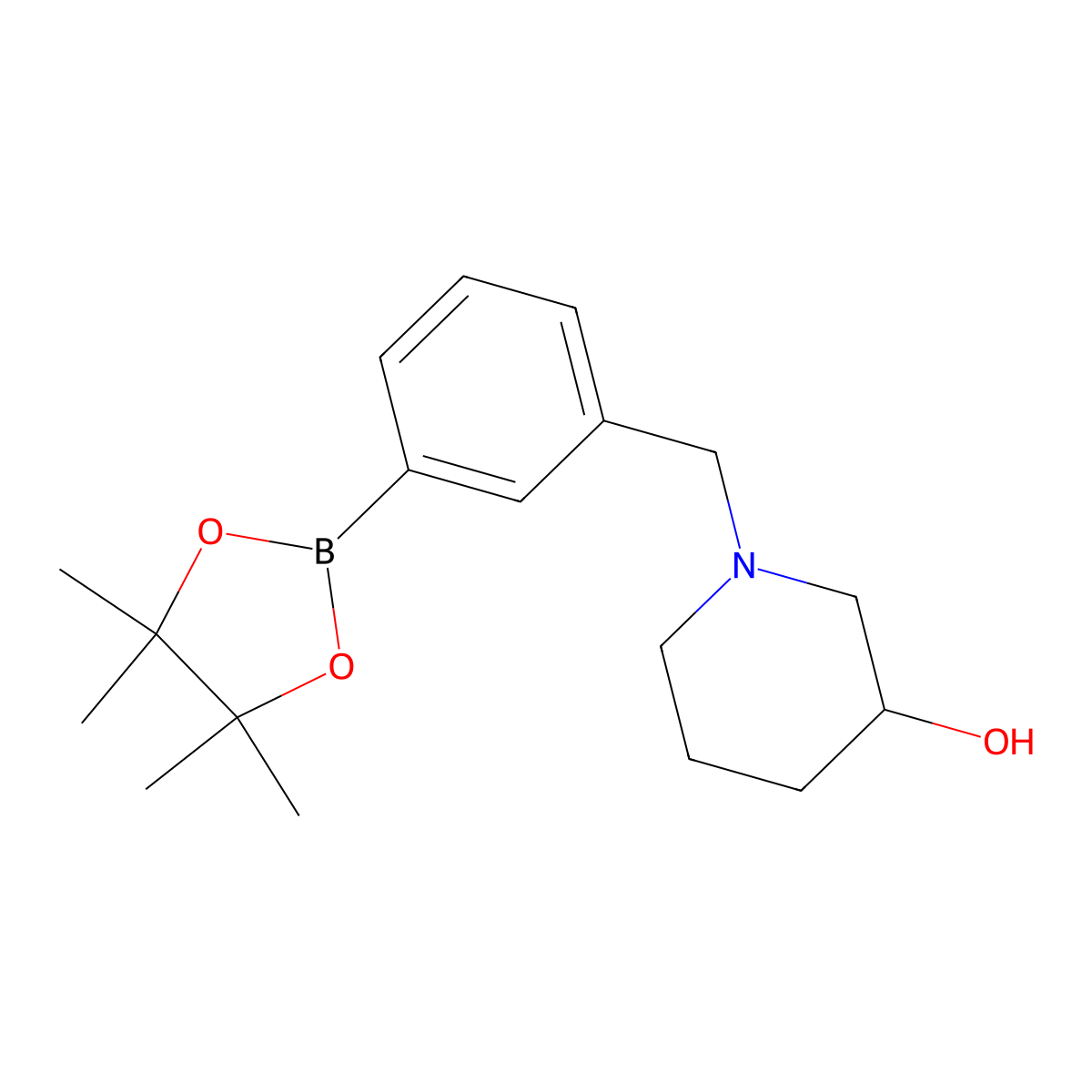 1-{[3-(Tetramethyl-1,3,2-dioxaborolan-2-yl)phenyl]methyl}piperidin-3-ol molecular structure, CAS 2246453-23-4