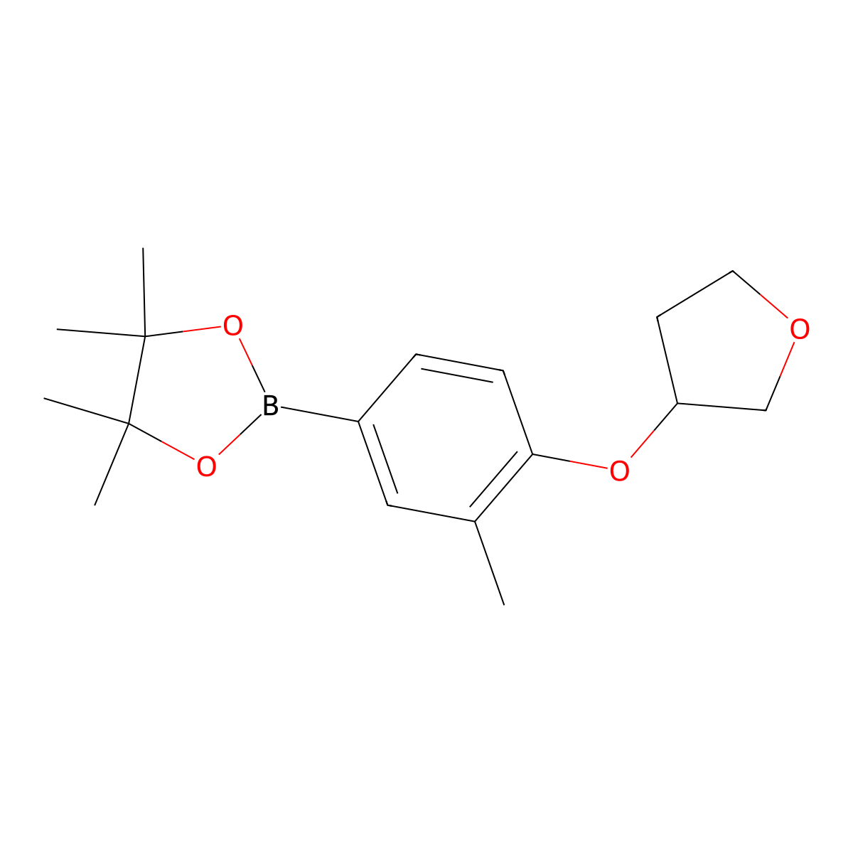 4,4,5,5-Tetramethyl-2-[3-methyl-4-(oxolan-3-yloxy)phenyl]-1,3,2-dioxaborolane molecular structure, CAS 2246494-56-2