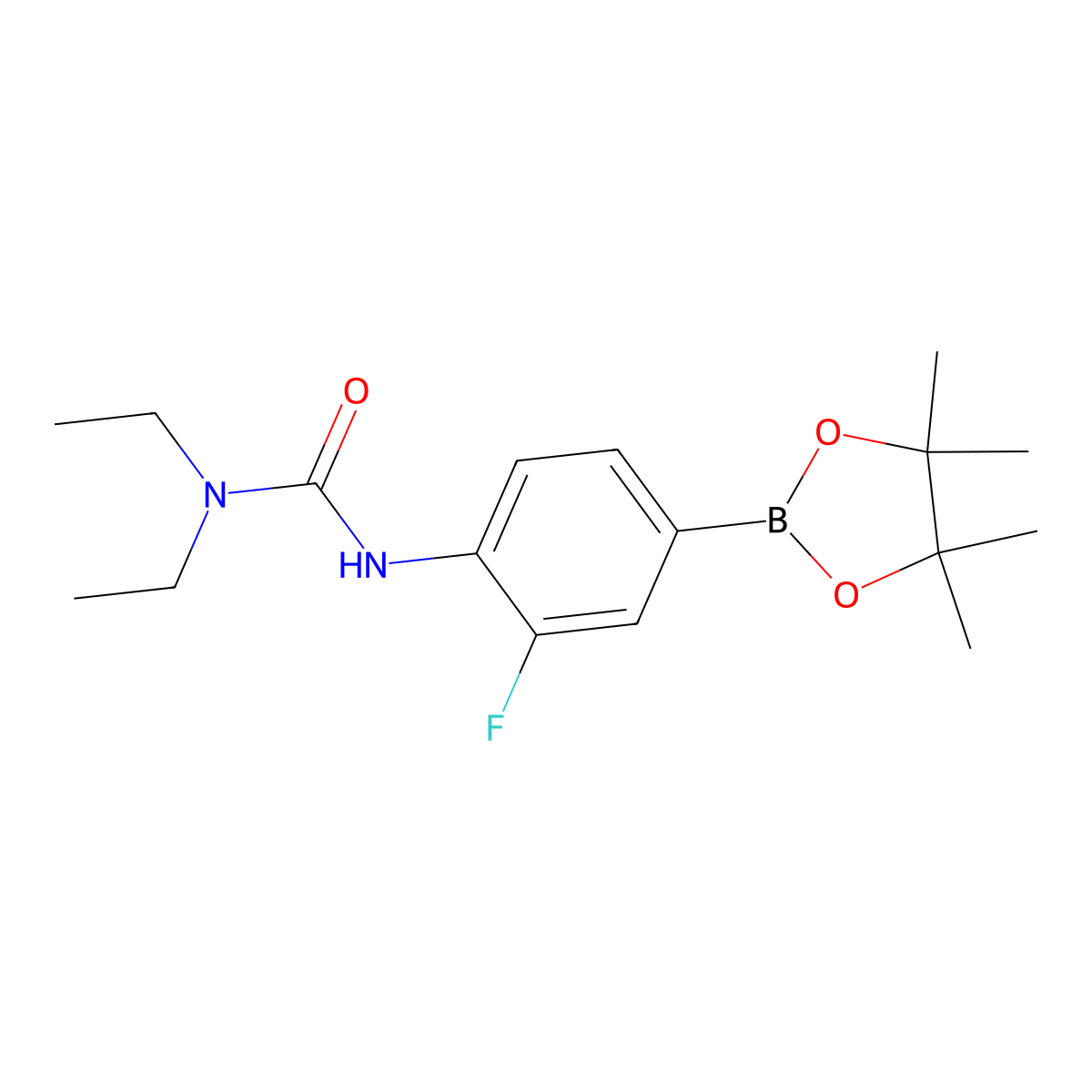 1,1-Diethyl-3-(2-fluoro-4-(4,4,5,5-tetramethyl-1,3,2-dioxaborolan-2-yl)phenyl)urea molecular structure, CAS 2246551-83-5