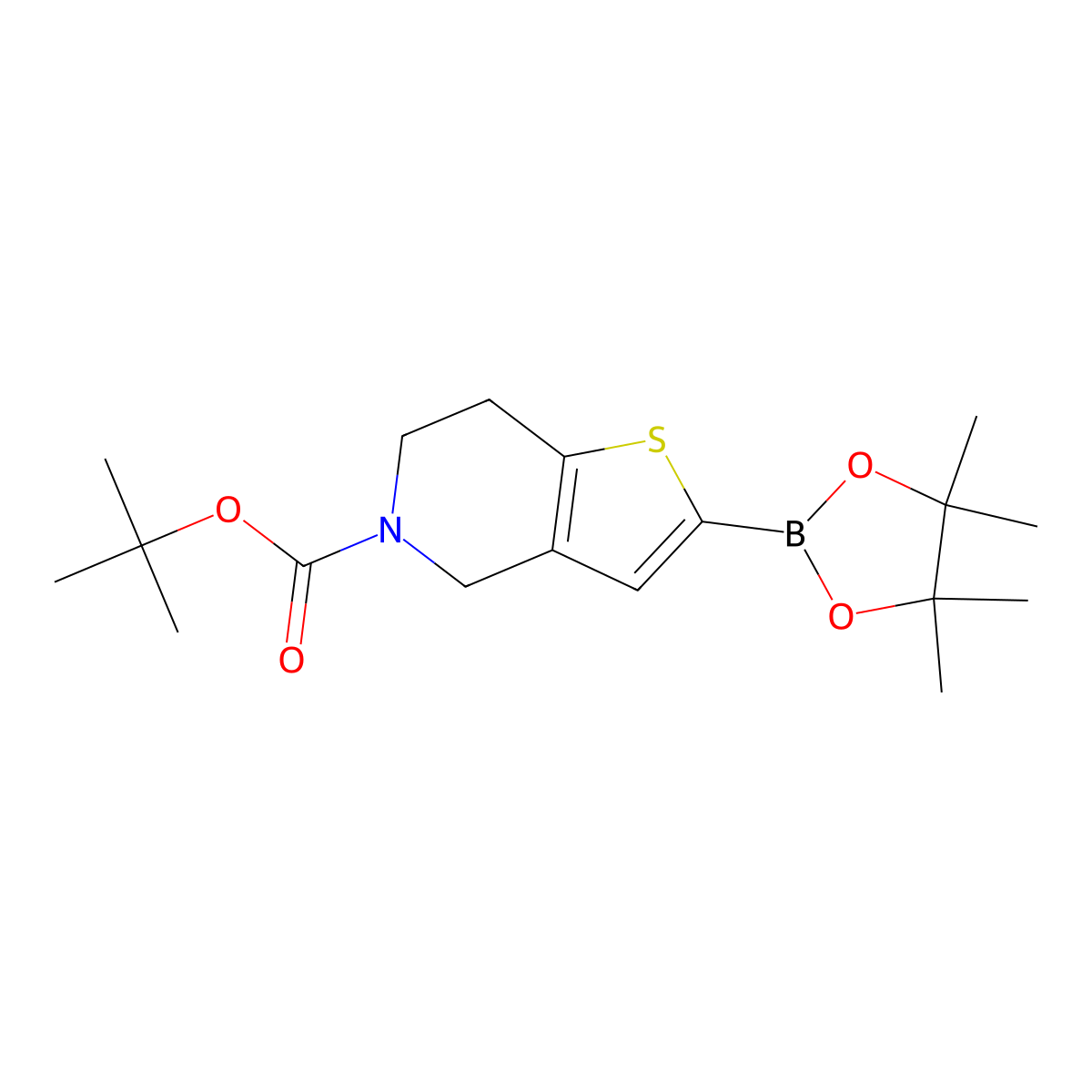 tert-butyl 2-(tetramethyl-1,3,2-dioxaborolan-2-yl)-4H,5H,6H,7H-thieno(3,2-c)pyridine-5-carboxylate molecular structure, CAS 2246556-84-1