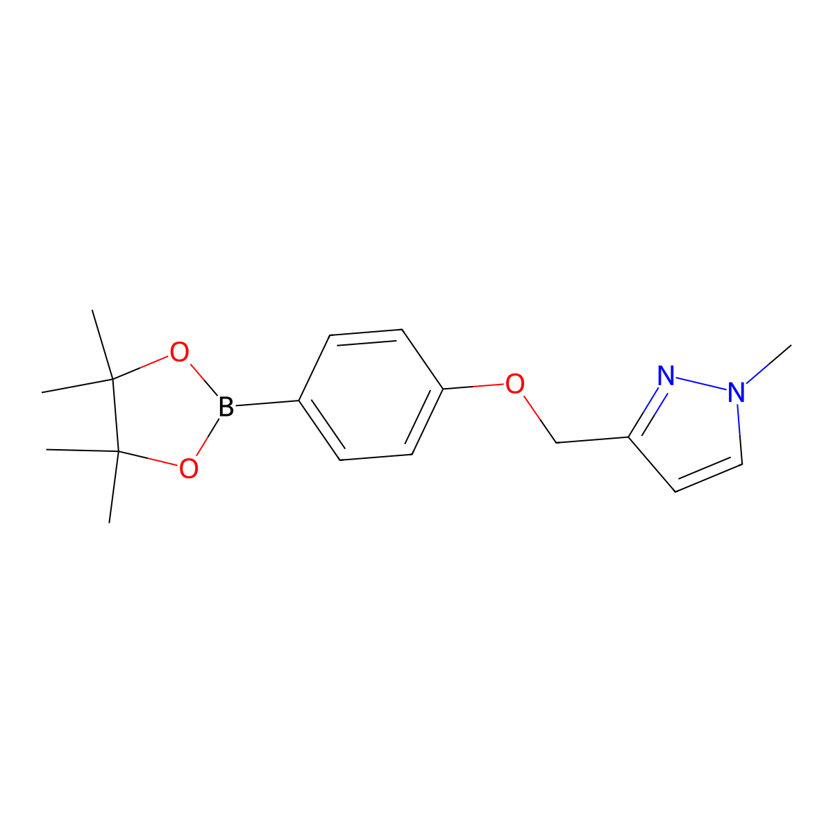 1-methyl-3-((4-(4,4,5,5-tetramethyl-1,3,2-dioxaborolan-2-yl)phenoxy)methyl)-1H-pyrazole molecular structure, CAS 2246557-66-2