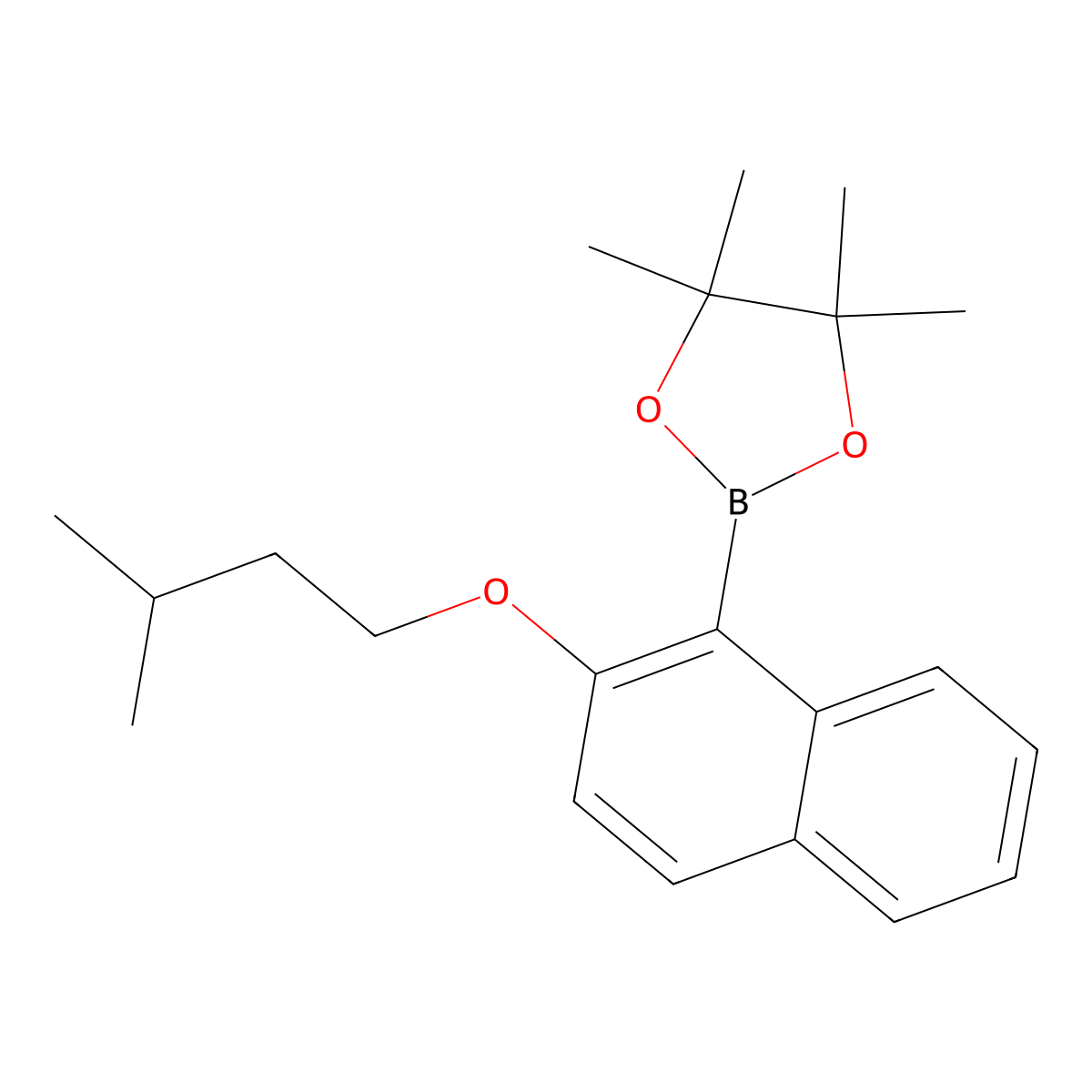 4,4,5,5-Tetramethyl-2-[2-(3-methylbutoxy)naphthalen-1-yl]-1,3,2-dioxaborolane molecular structure, CAS 2246560-75-6