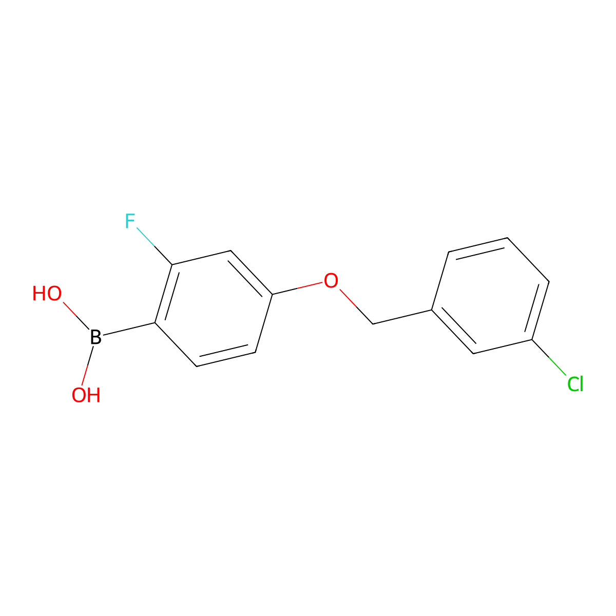 {4-[(3-Chlorophenyl)methoxy]-2-fluorophenyl}boronic acid molecular structure, CAS 2246562-76-3