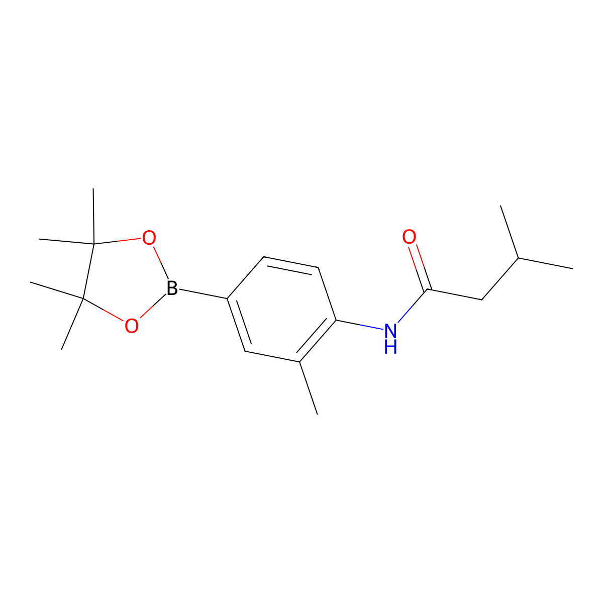3-methyl-N-[2-methyl-4-(tetramethyl-1,3,2-dioxaborolan-2-yl)phenyl]butanamide molecular structure, CAS 2246563-75-5