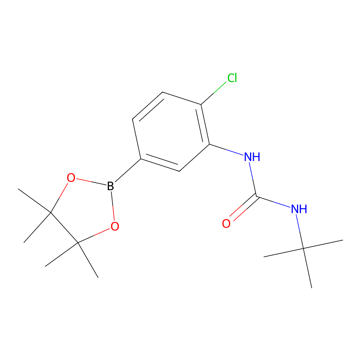 1-(Tert-butyl)-3-(2-chloro-5-(4,4,5,5-tetramethyl-1,3,2-dioxaborolan-2-yl)phenyl)urea molecular structure, CAS 2246564-39-4