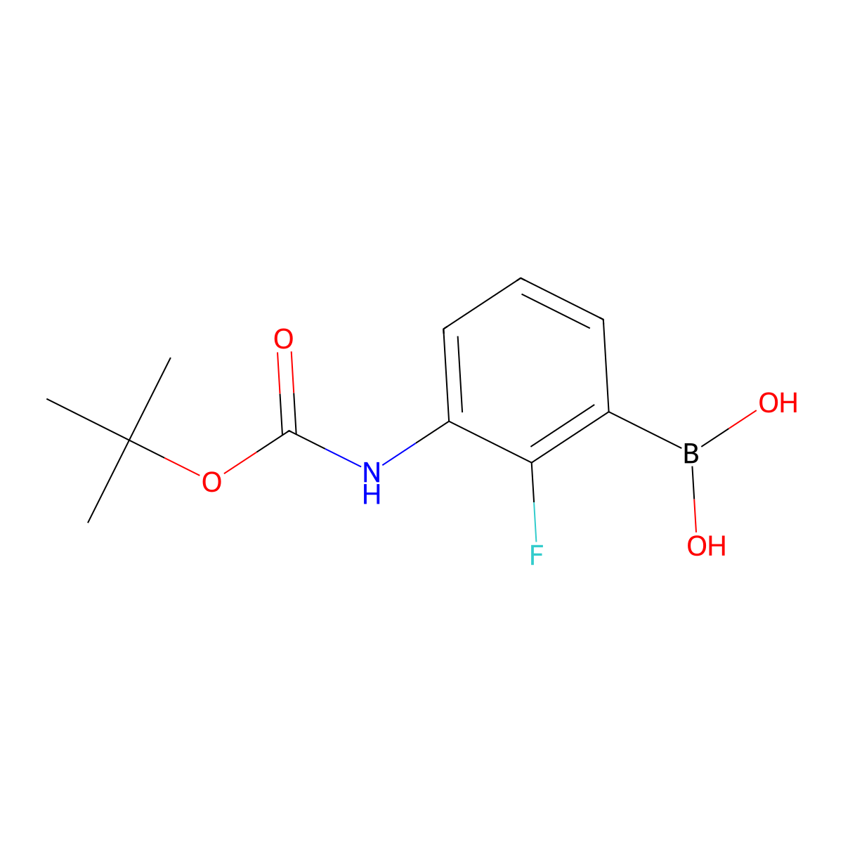(3-{[(tert-Butoxy)carbonyl]amino}-2-fluorophenyl)boronic acid molecular structure, CAS 2246573-76-0