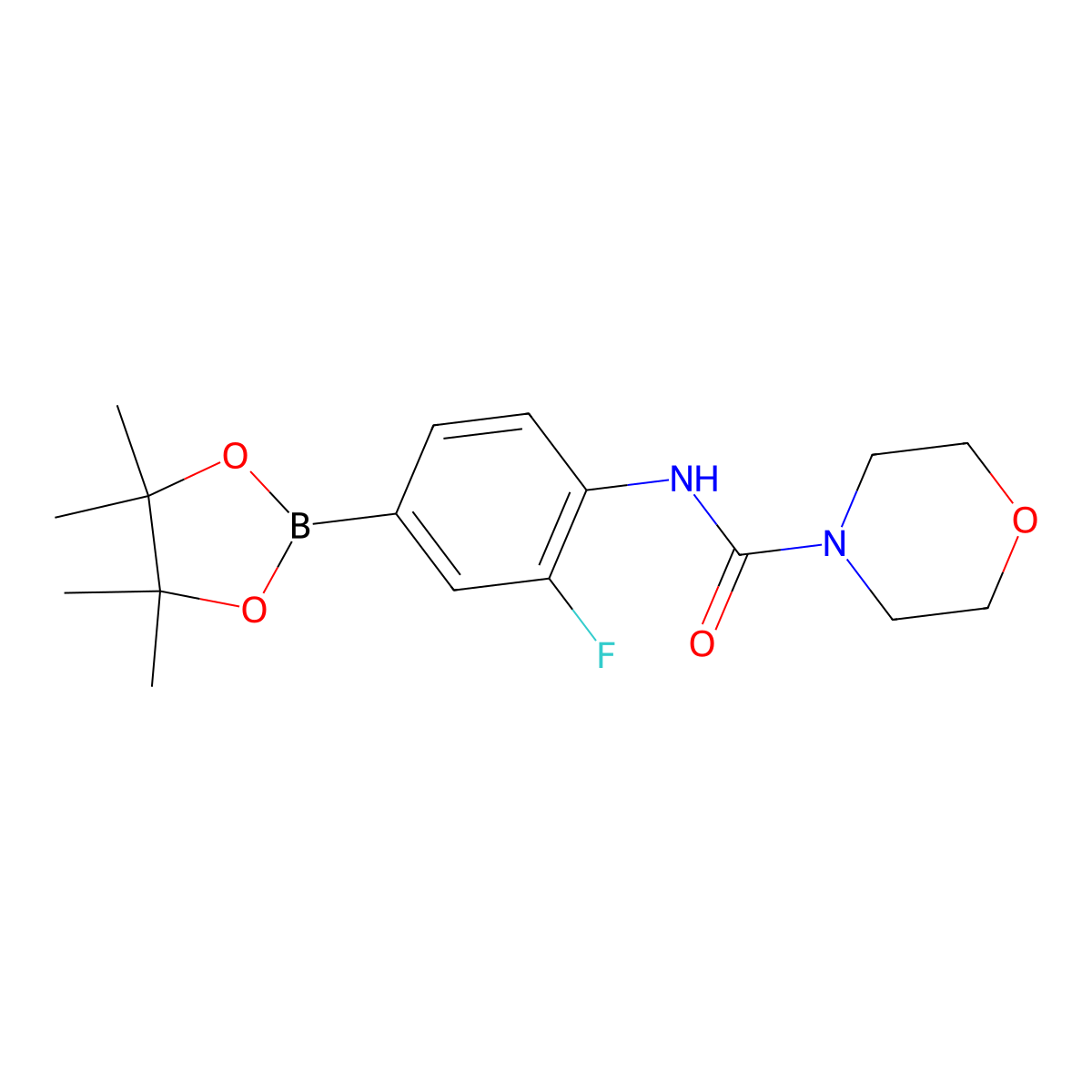 N-(2-fluoro-4-(4,4,5,5-tetramethyl-1,3,2-dioxaborolan-2-yl)phenyl)morpholine-4-carboxamide molecular structure, CAS 2246577-10-4