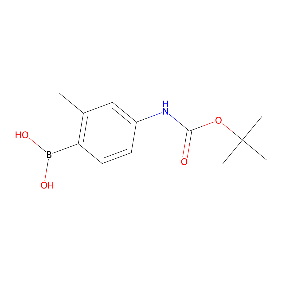 (4-((tert-Butoxycarbonyl)amino)-2-methylphenyl)boronic acid molecular structure, CAS 2246582-46-5