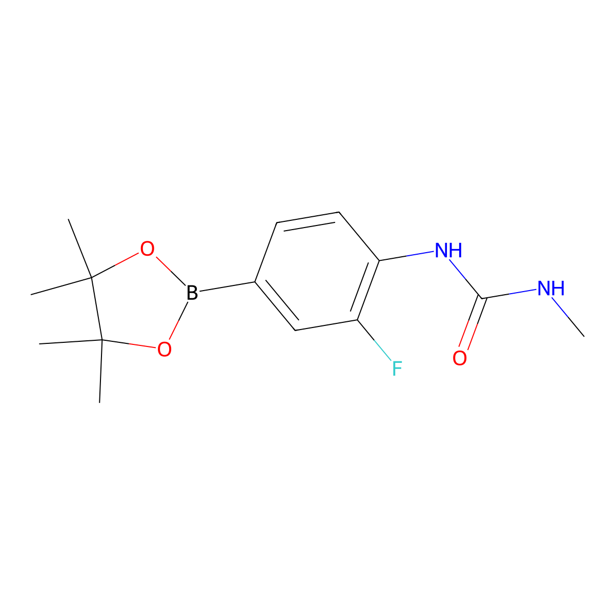1-[2-Fluoro-4-(tetramethyl-1,3,2-dioxaborolan-2-yl)phenyl]-3-methylurea molecular structure, CAS 2246583-62-8