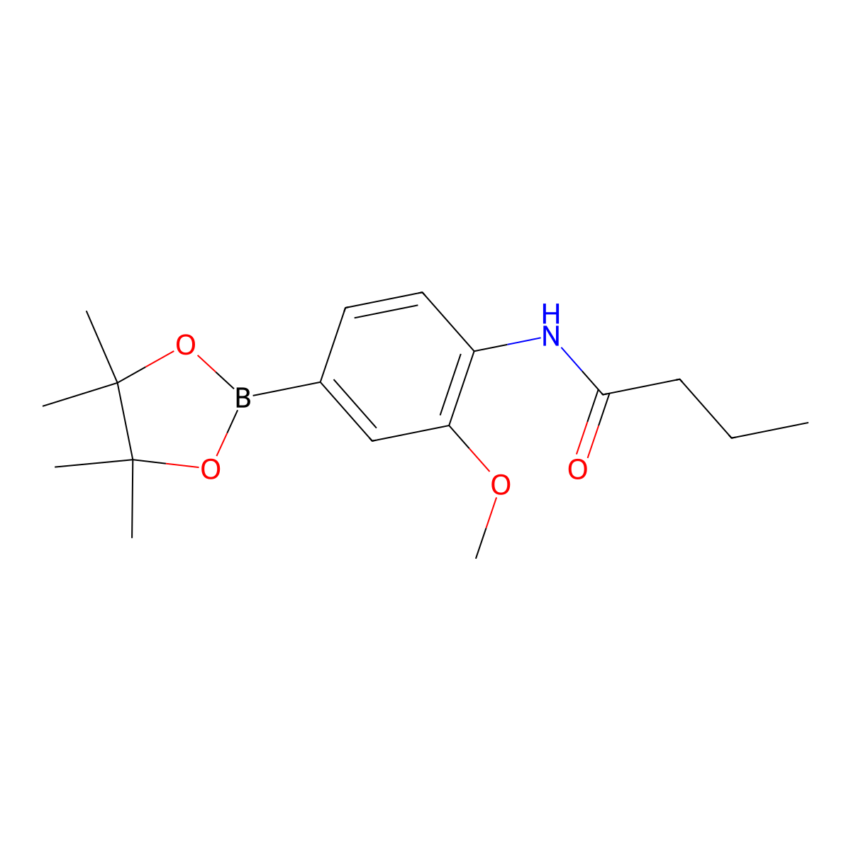 N-(2-methoxy-4-(4,4,5,5-tetramethyl-1,3,2-dioxaborolan-2-yl)phenyl)butyramide molecular structure, CAS 2246585-78-2