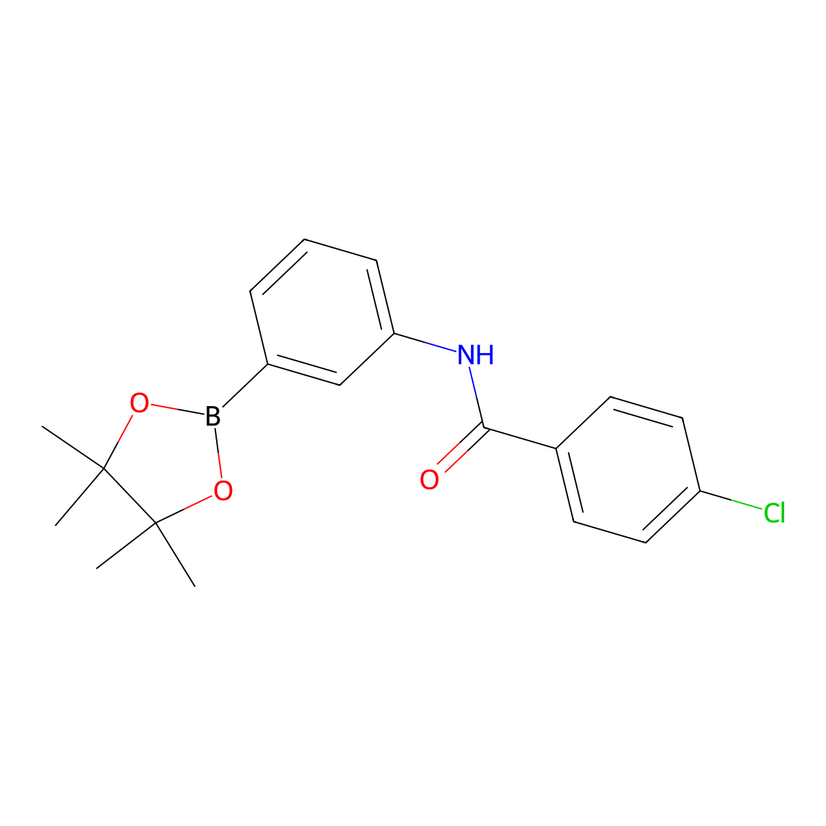 4-chloro-N-(3-(4,4,5,5-tetramethyl-1,3,2-dioxaborolan-2-yl)phenyl)benzamide molecular structure, CAS 2246586-62-7