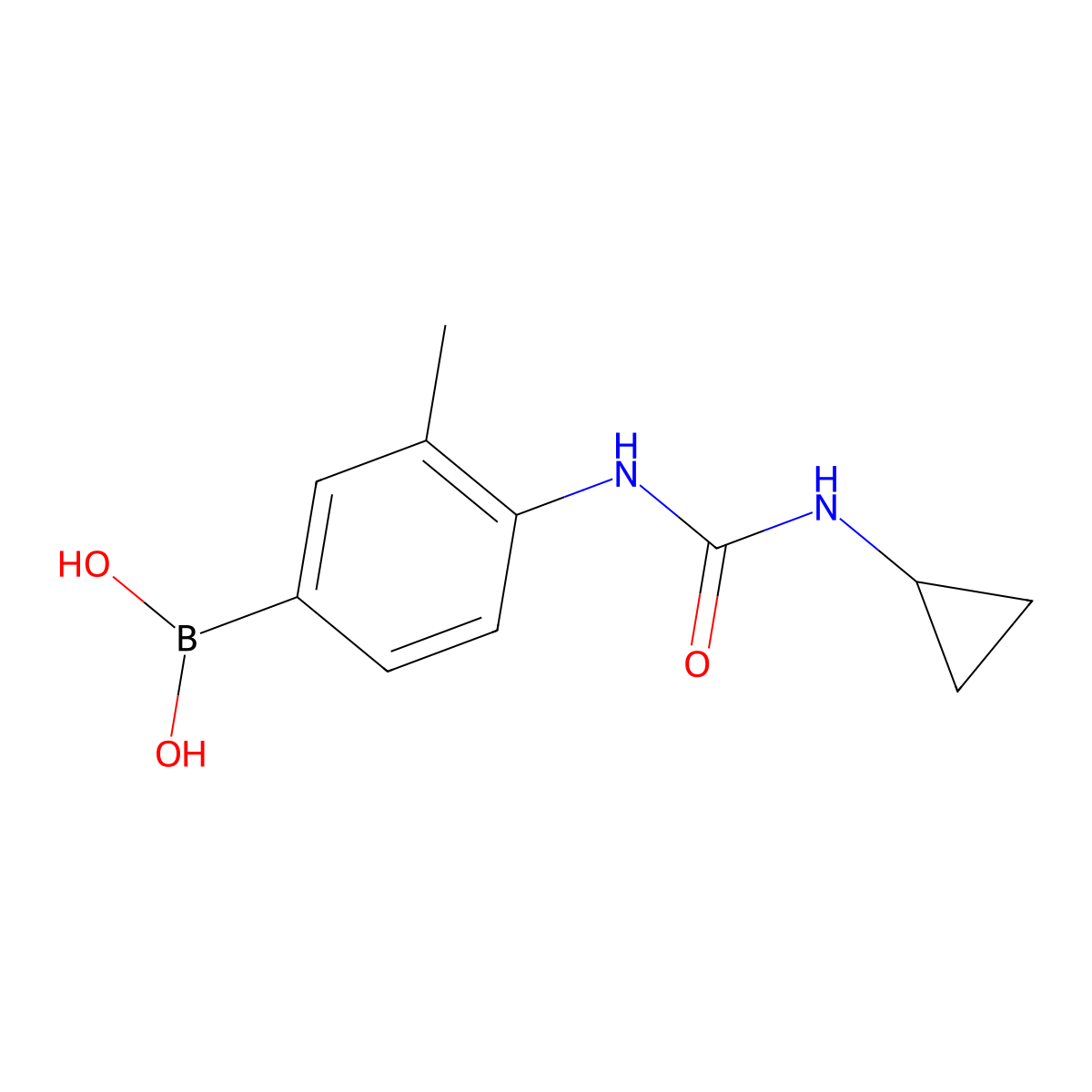 {4-[(Cyclopropylcarbamoyl)amino]-3-methylphenyl}boronic acid molecular structure, CAS 2246588-01-0