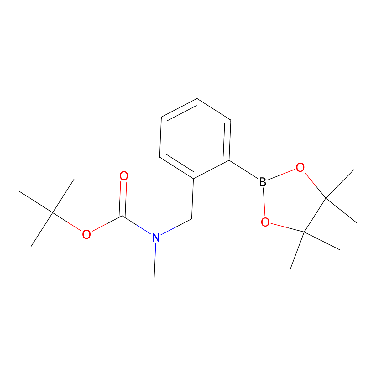 tert-Butyl methyl(2-(4,4,5,5-tetramethyl-1,3,2-dioxaborolan-2-yl)benzyl)carbamate molecular structure, CAS 2246590-15-6
