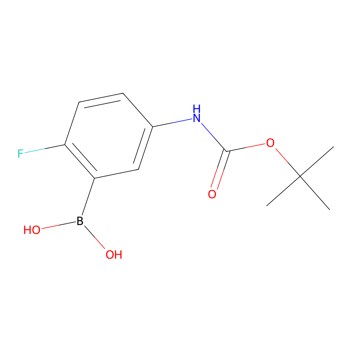 (5-((tert-Butoxycarbonyl)amino)-2-fluorophenyl)boronic acid molecular structure, CAS 2246591-45-5