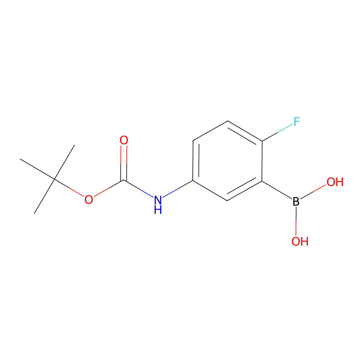 (5-((tert-Butoxycarbonyl)amino)-2-fluorophenyl)boronic acid molecular structure, CAS 2246591-45-5
