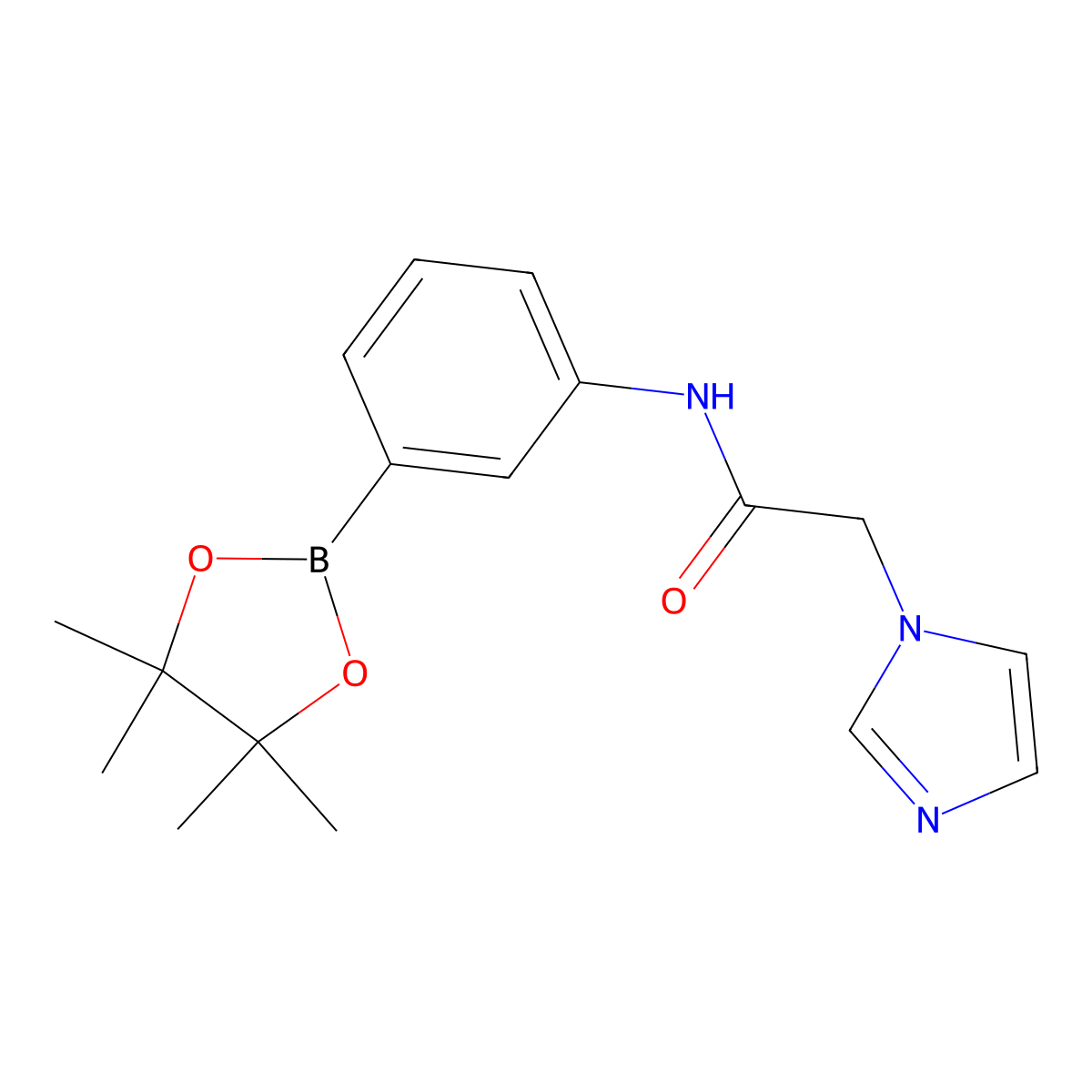 2-(1H-imidazol-1-yl)-N-(3-(4,4,5,5-tetramethyl-1,3,2-dioxaborolan-2-yl)phenyl)acetamide molecular structure, CAS 2246597-84-0