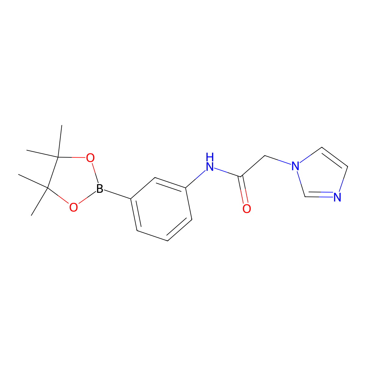 2-(1H-imidazol-1-yl)-N-(3-(4,4,5,5-tetramethyl-1,3,2-dioxaborolan-2-yl)phenyl)acetamide molecular structure, CAS 2246597-84-0