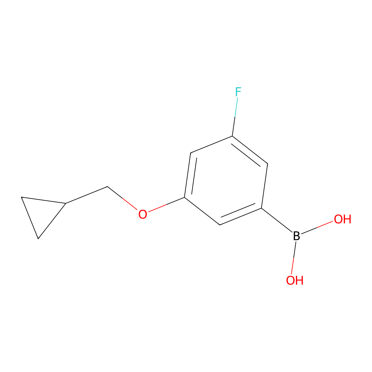 (3-(Cyclopropylmethoxy)-5-fluorophenyl)boronic acid molecular structure, CAS 2246605-38-7