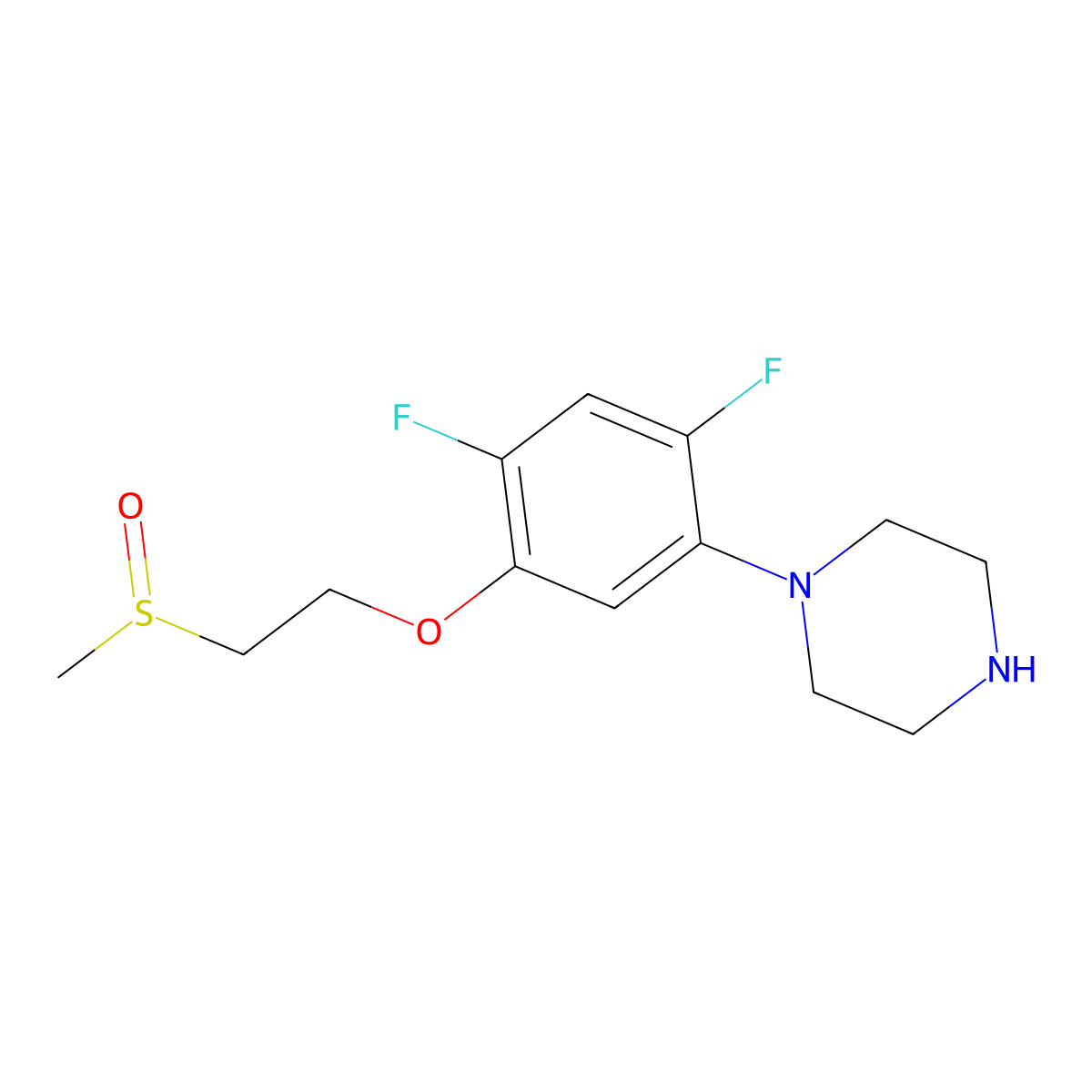 1-(2,4-Difluoro-5-(2-(methylsulfinyl)ethoxy)phenyl)piperazine molecular structure, CAS 2246609-57-2