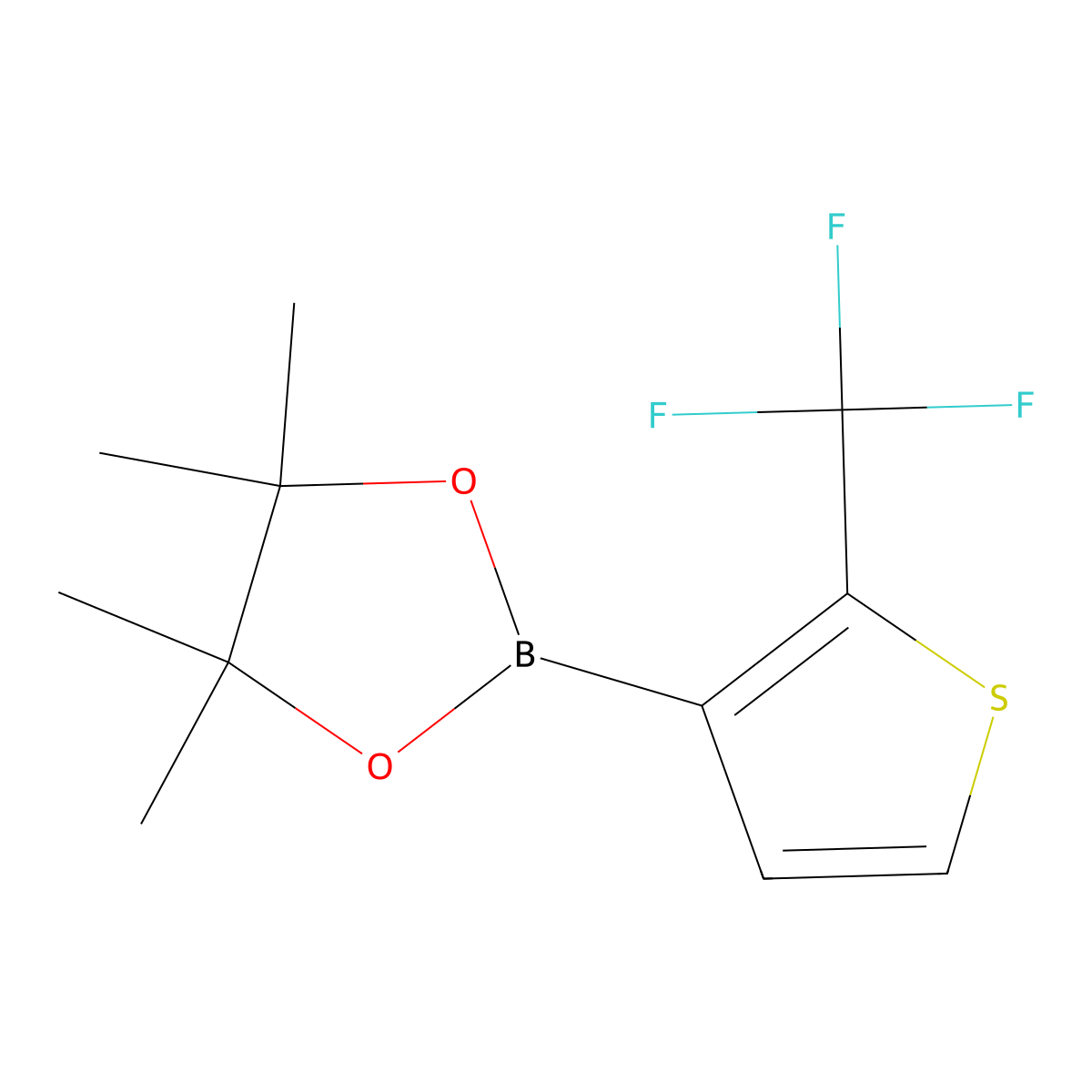 4,4,5,5-Tetramethyl-2-[2-(trifluoromethyl)thiophen-3-yl]-1,3,2-dioxaborolane molecular structure, CAS 2246611-07-2