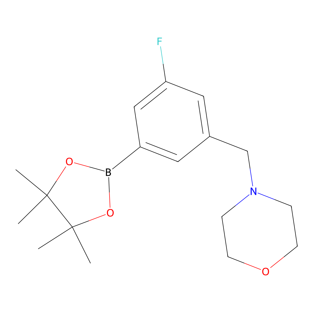 4-(3-Fluoro-5-(4,4,5,5-tetramethyl-1,3,2-dioxaborolan-2-yl)benzyl)morpholine molecular structure, CAS 2246613-54-5