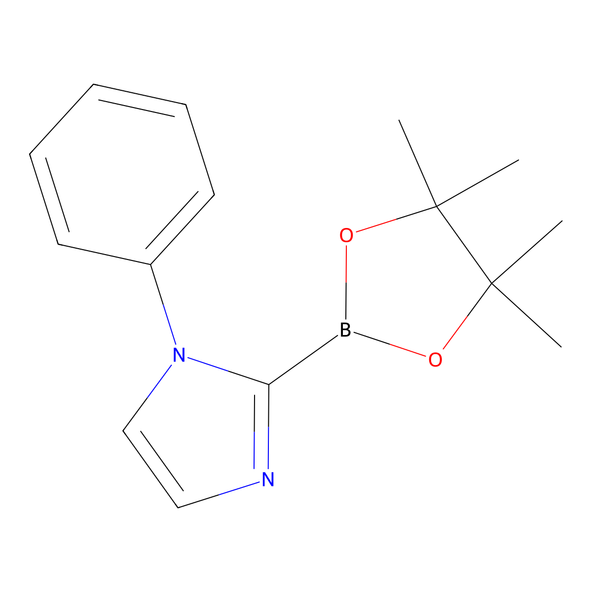 1-phenyl-2-(tetramethyl-1,3,2-dioxaborolan-2-yl)-1H-imidazole molecular structure, CAS 2246618-06-2
