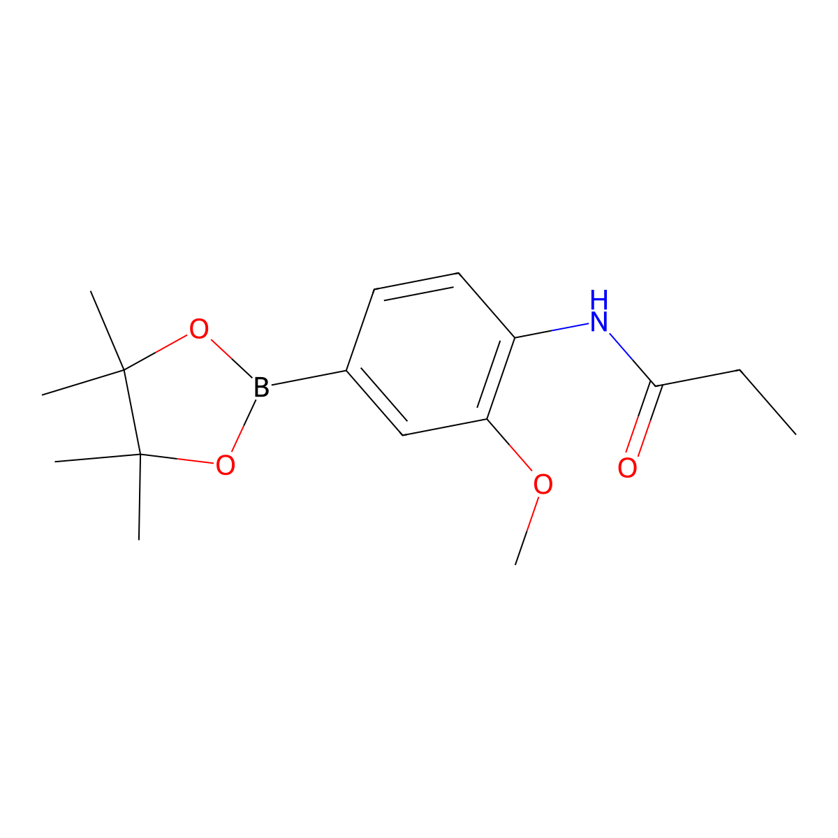 N-(2-methoxy-4-(4,4,5,5-tetramethyl-1,3,2-dioxaborolan-2-yl)phenyl)propionamide molecular structure, CAS 2246619-90-7