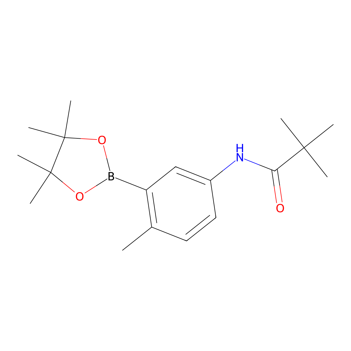 2,2-dimethyl-N-[4-methyl-3-(tetramethyl-1,3,2-dioxaborolan-2-yl)phenyl]propanamide molecular structure, CAS 2246631-55-8