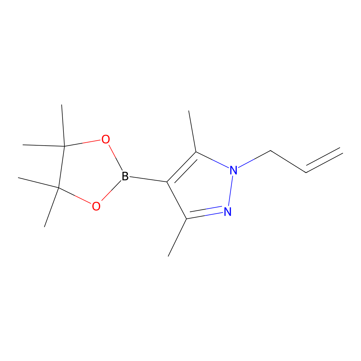 1-Allyl-3,5-dimethyl-4-(4,4,5,5-tetramethyl-[1,3,2]dioxaborolan-2-yl)-1H-pyrazole molecular structure, CAS 2246635-45-8