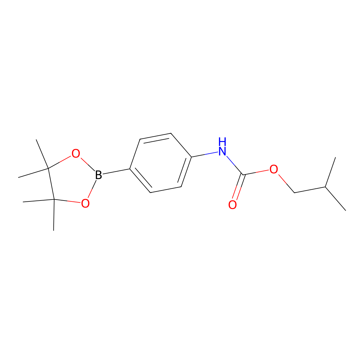 Isobutyl (4-(4,4,5,5-tetramethyl-1,3,2-dioxaborolan-2-yl)phenyl)carbamate molecular structure, CAS 2246640-88-8