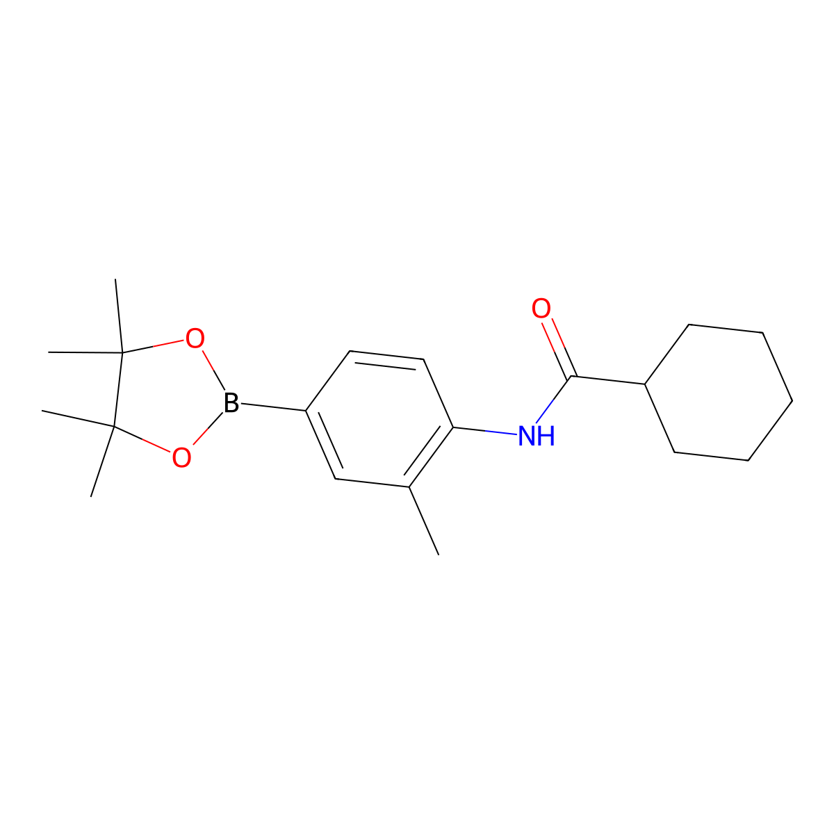 N-[2-methyl-4-(4,4,5,5-tetramethyl-1,3,2-dioxaborolan-2-yl)phenyl]cyclohexanecarboxamide molecular structure, CAS 2246641-70-1