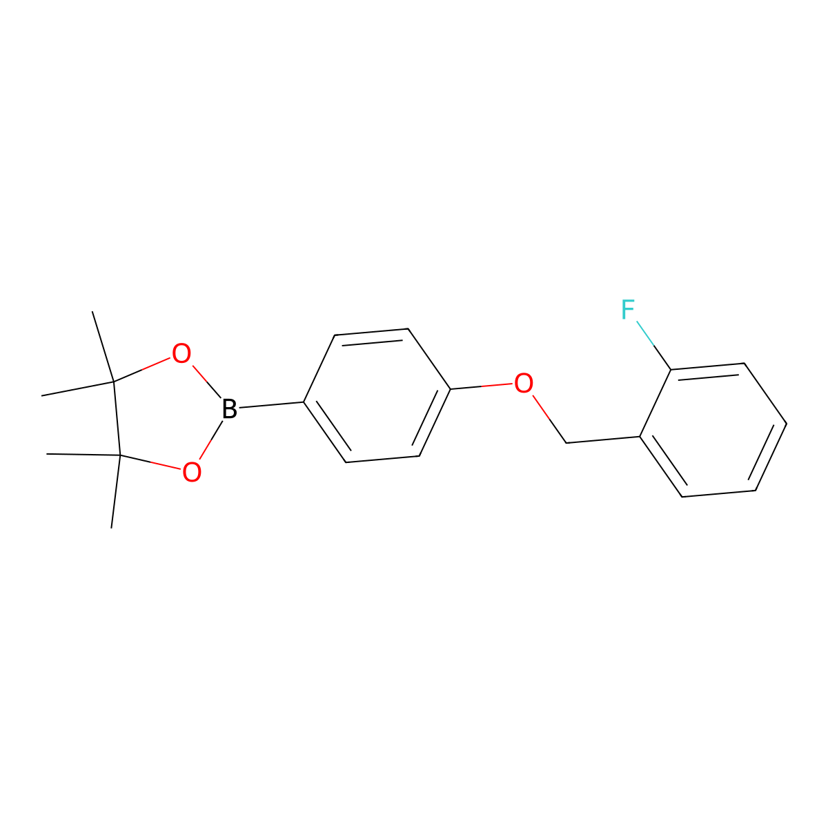 1,3,2-Dioxaborolane, 2-[4-[(2-fluorophenyl)methoxy]phenyl]-4,4,5,5-tetramethyl- molecular structure, CAS 2246642-41-9