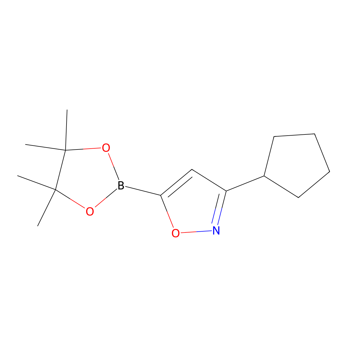 3-Cyclopentyl-5-(4,4,5,5-tetramethyl-1,3,2-dioxaborolan-2-yl)-1,2-oxazole molecular structure, CAS 2246642-71-5