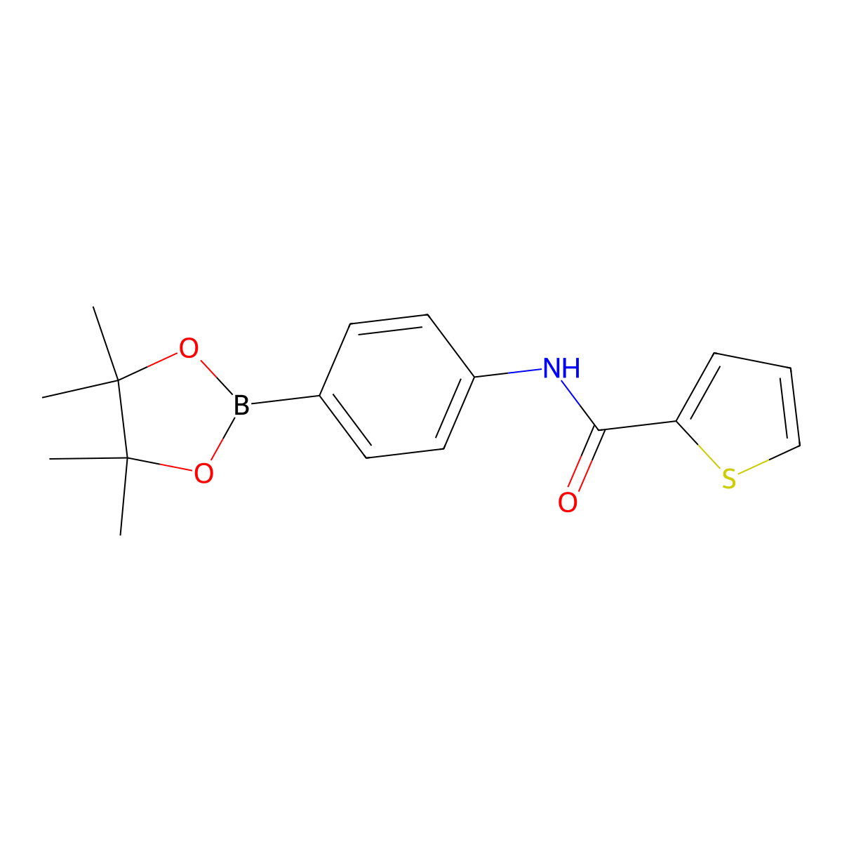 N-[4-(tetramethyl-1,3,2-dioxaborolan-2-yl)phenyl]thiophene-2-carboxamide molecular structure, CAS 2246652-82-2