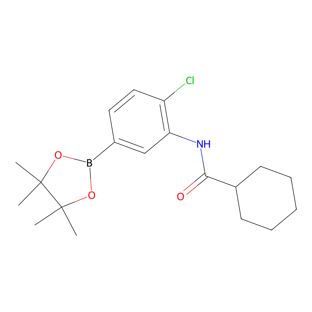 N-(2-chloro-5-(4,4,5,5-tetramethyl-1,3,2-dioxaborolan-2-yl)phenyl)cyclohexanecarboxamide molecular structure, CAS 2246655-25-2
