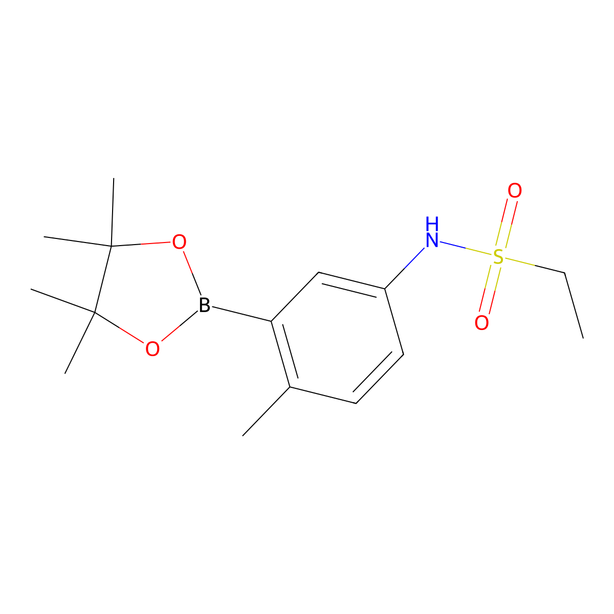 N-[4-methyl-3-(tetramethyl-1,3,2-dioxaborolan-2-yl)phenyl]ethane-1-sulfonamide molecular structure, CAS 2246656-48-2