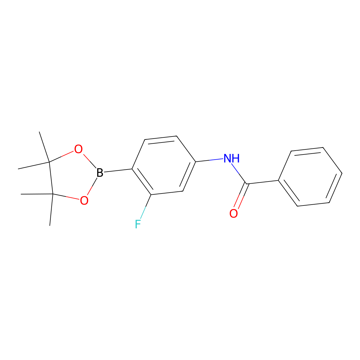 N-(3-fluoro-4-(4,4,5,5-tetramethyl-1,3,2-dioxaborolan-2-yl)phenyl)benzamide molecular structure, CAS 2246676-56-0