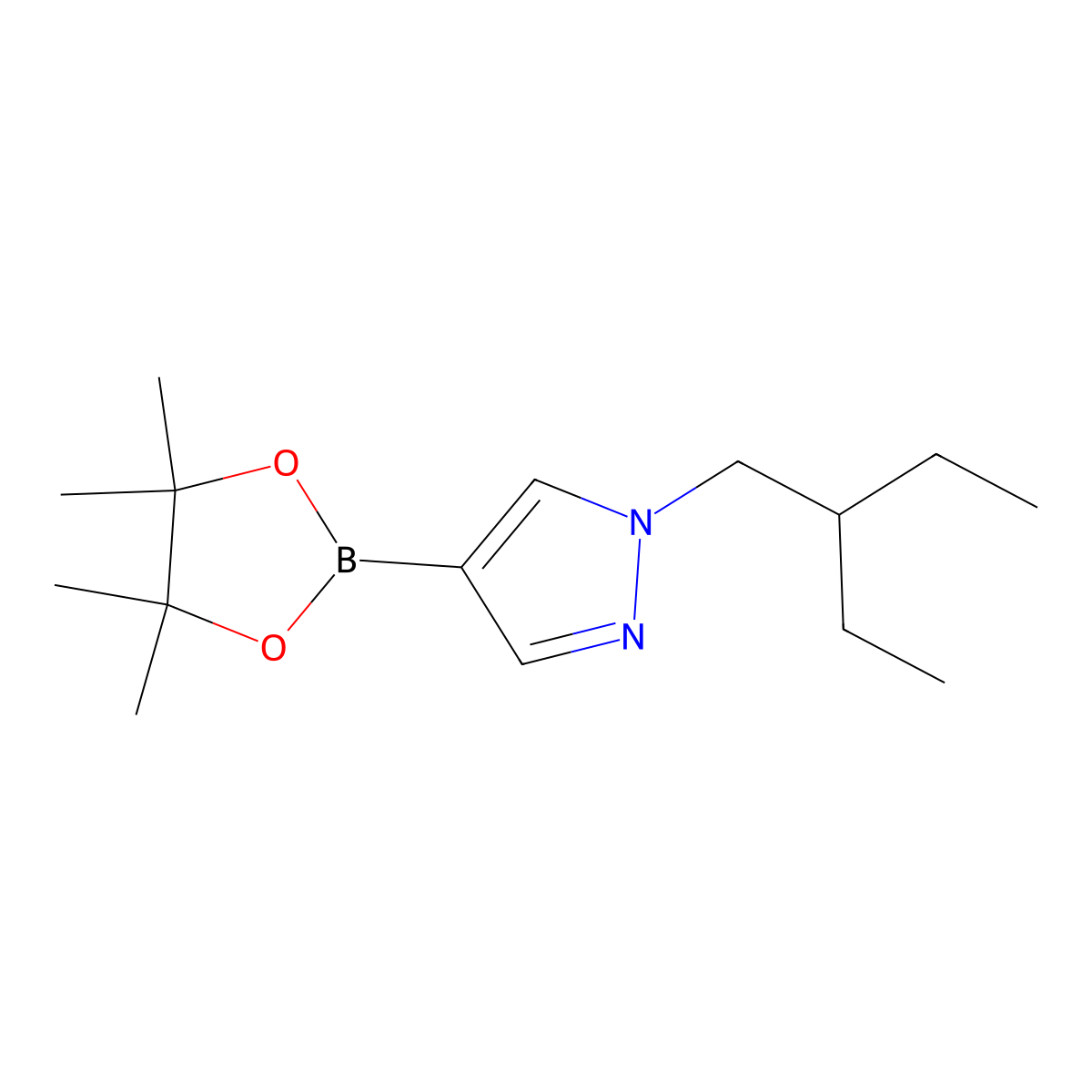 1-(2-Ethyl-butyl)-4-(4,4,5,5-tetramethyl-[1,3,2]dioxaborolan-2-yl)-1H-pyrazole molecular structure, CAS 2246677-50-7