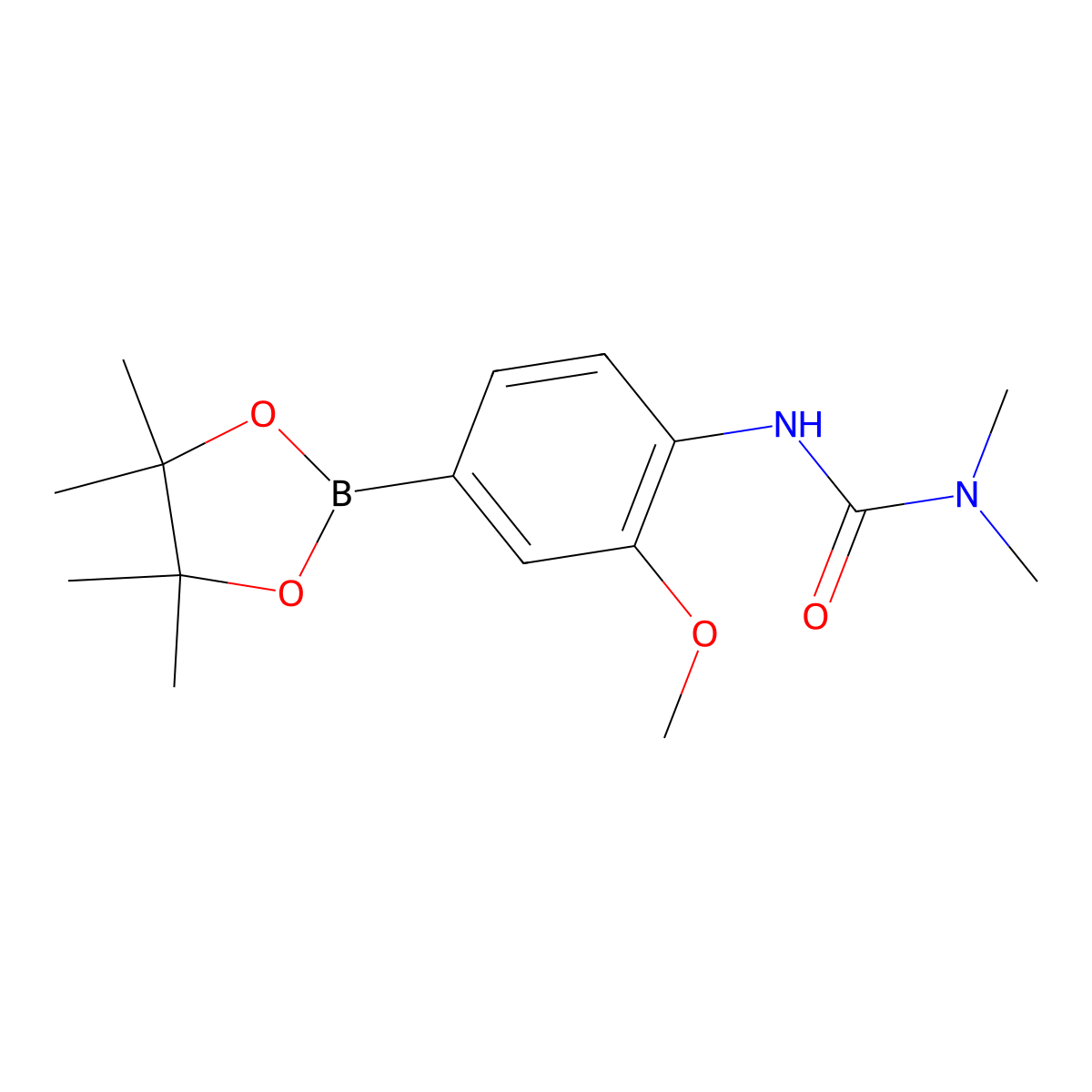 3-(2-Methoxy-4-(4,4,5,5-tetramethyl-1,3,2-dioxaborolan-2-yl)phenyl)-1,1-dimethylurea molecular structure, CAS 2246679-53-6
