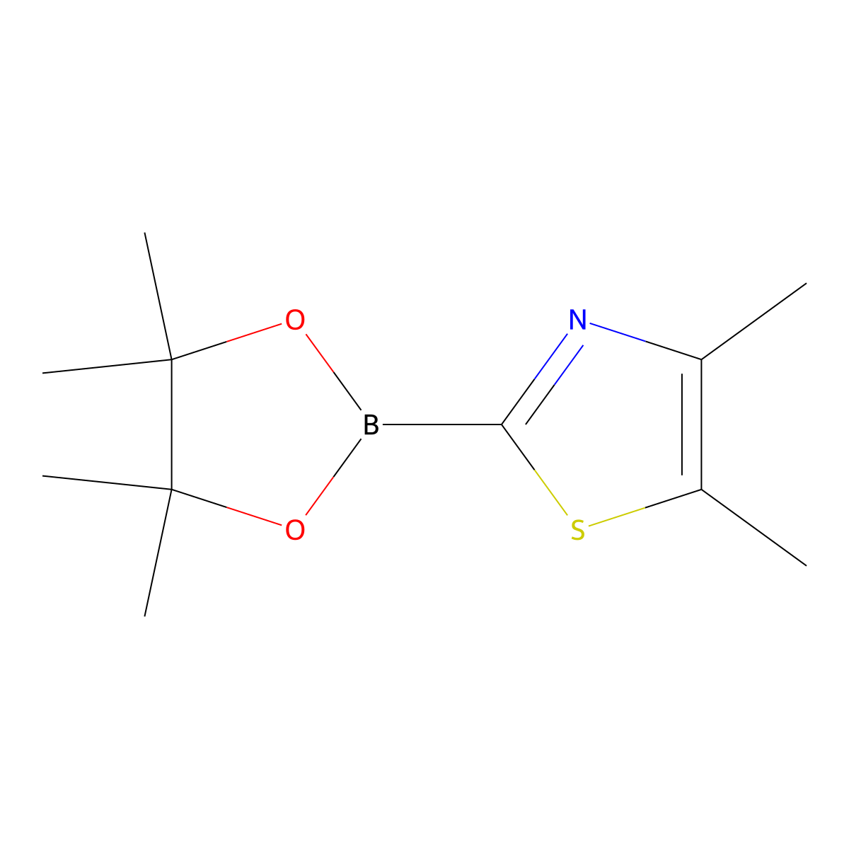 4,5-Dimethyl-2-(tetramethyl-1,3,2-dioxaborolan-2-yl)-1,3-thiazole molecular structure, CAS 2246682-76-6