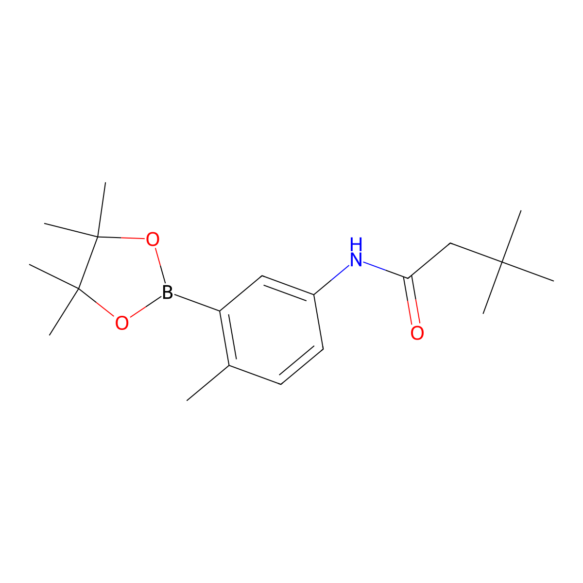 3,3-dimethyl-N-(4-methyl-3-(4,4,5,5-tetramethyl-1,3,2-dioxaborolan-2-yl)phenyl)butanamide molecular structure, CAS 2246685-26-5