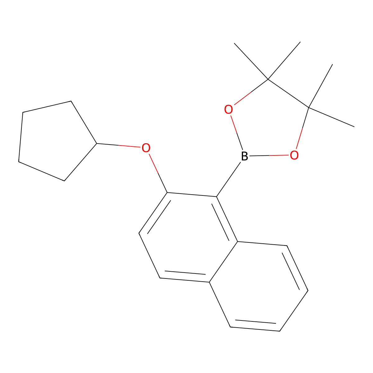 2-[2-(Cyclopentyloxy)naphthalen-1-yl]-4,4,5,5-tetramethyl-1,3,2-dioxaborolane molecular structure, CAS 2246685-44-7