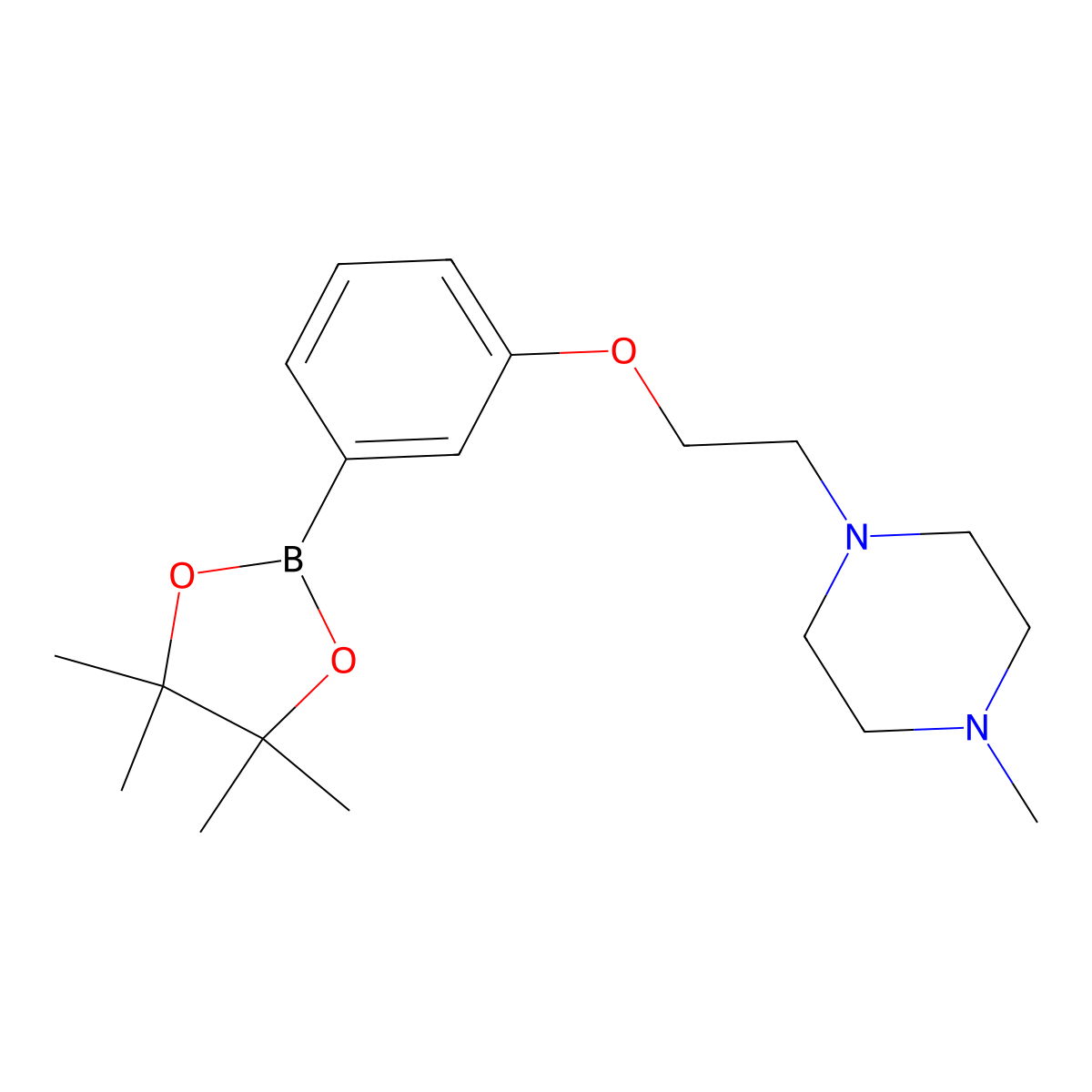 1-Methyl-4-(2-(3-(4,4,5,5-tetramethyl-1,3,2-dioxaborolan-2-yl)phenoxy)ethyl)piperazine molecular structure, CAS 2246691-45-0
