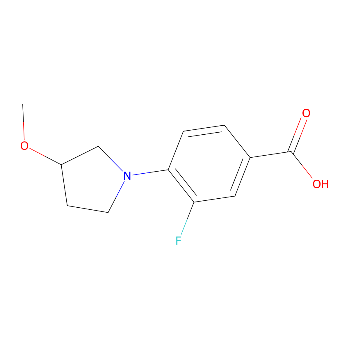 (R)-3-Fluoro-4-(3-methoxypyrrolidin-1-yl)benzoic acid molecular structure, CAS 2246697-57-2